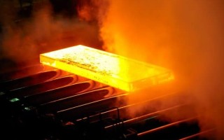 Hot steel on conveyor